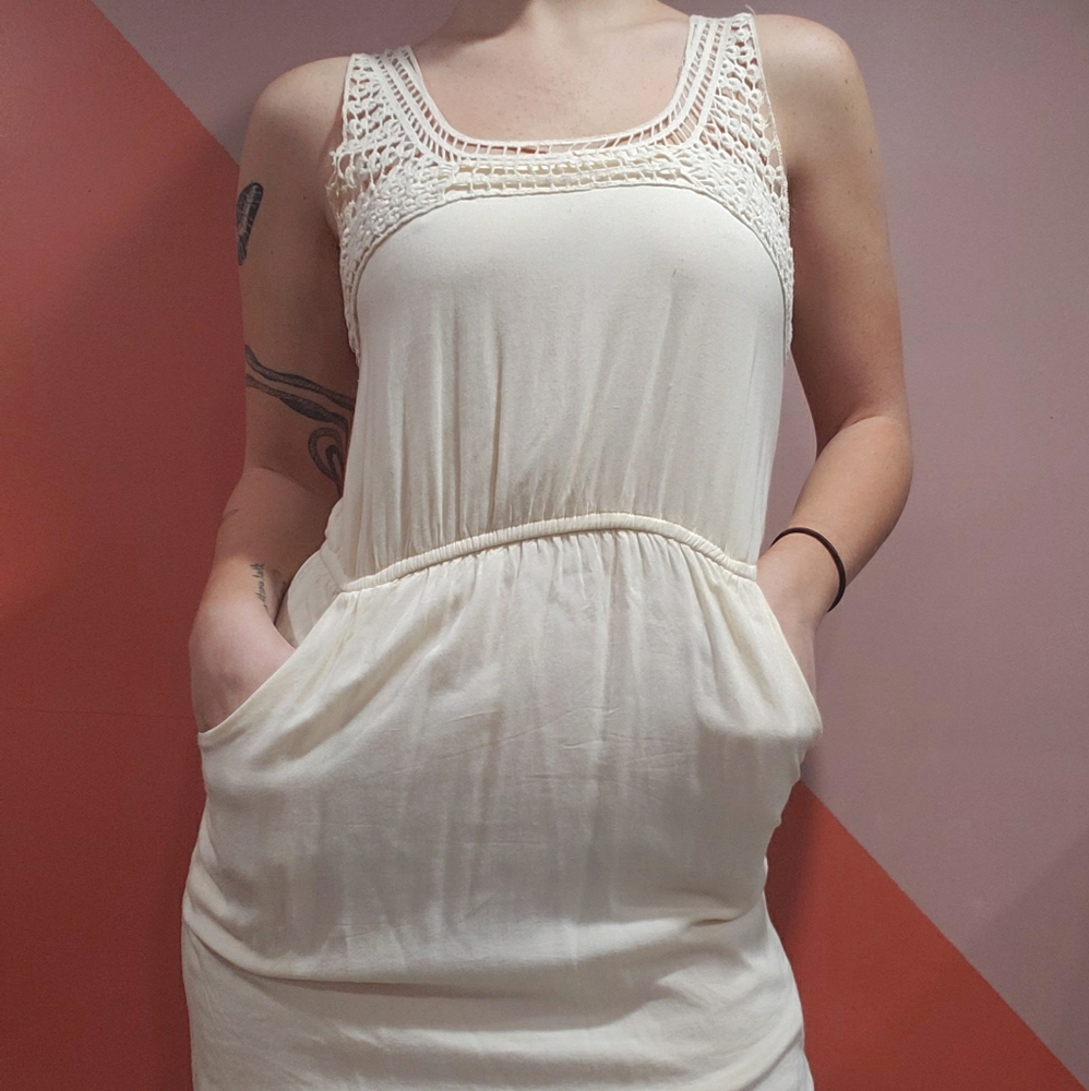 Cream crochet detail sun dress
